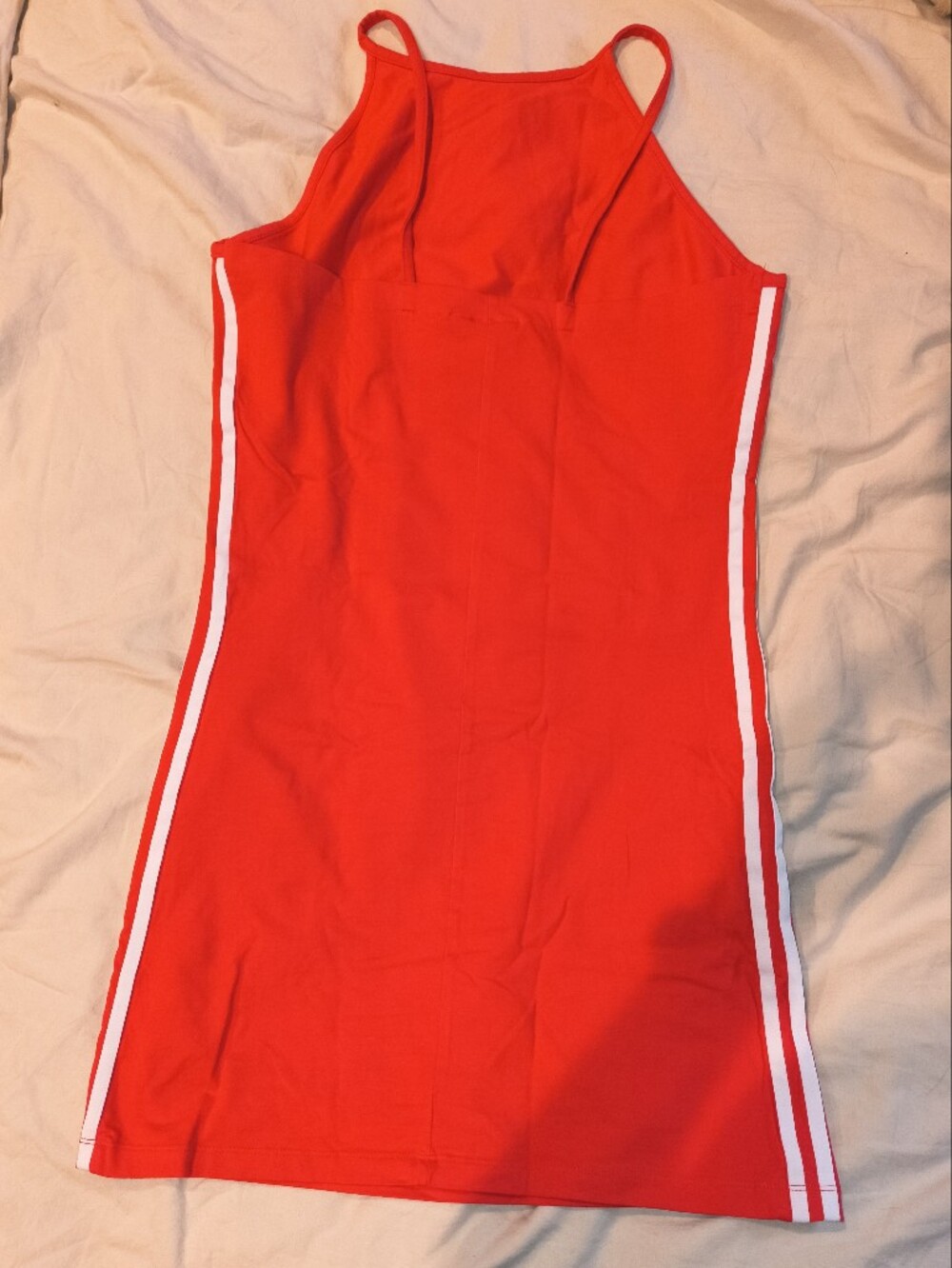 L Adidas Red Slim Racerback Dress with White Stripes - Picture 2 of 3